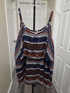 Penningtons 100% Viscose Plus Size Cold-Shoulder Tank Top